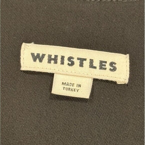 WHISTLES Frances Gathered Drawstring Short Sleeve Black Dress Womens Size 2 - Picture 7 of 13